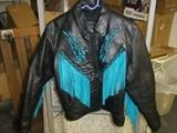 Leather Jacket with Teal Fringe