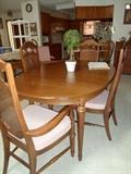 nice dining set, pads, leaves & 6 chairs