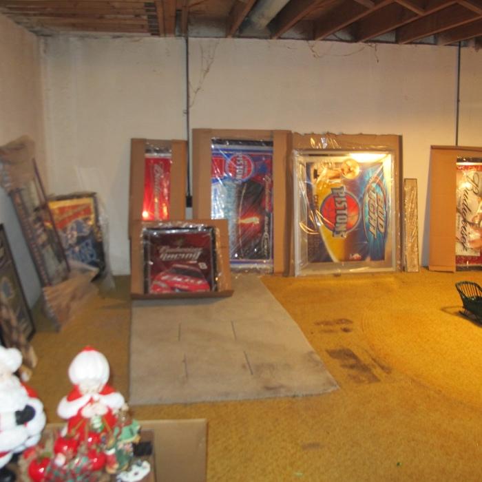 RARE COLLECTION OF BUDWEISER ADVERTISING SIGNS ALL THE LARGEST MADE! MINT CONDITION AND NEVER TAKEN OU T OF THE PACKAGING!!