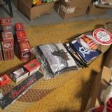 SMALLER BUDWEISER ITEMS, INCLUDING STEINS, PILLOW, FLAGS, GLASSES AND MORE