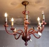 Glass chandelier, will need to be disconnected upon purchase.