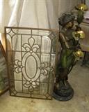 Beveled framed glass approx 2.5' X 2' 