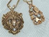 14K Gold & Diamond Lions Head Pendant