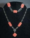 Coral and Sterling Necklace and Bracelet