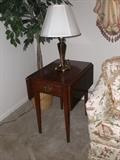 Drop leaf Prembroke end table and lamp