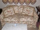 Hickory chair loveseat-custom upholstered rarely used- coordinating custom window treatments, ottoman, and Kindel arm chair