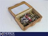 Lot of Men's Jewelry and Knick-Knacks&nbsp;in an Old English Hunting Themed Wood Box
