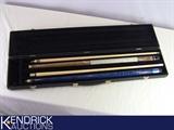 Schmelke Blue Pearl 2 Piece Billiards Que with Harvard 2 Piece Breaking Stick in 2 Que Carrying Case
