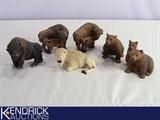 Lot of 6 Castagna Bison and Bear Figurines
