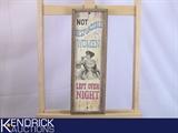 Vintage&nbsp;Wood Poster "Not Responsible for Women Left Here Overnight" with Wood Framing

