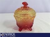 Vintage Amberina Glass Lidded Candy Dish&nbsp;
