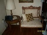 antique settee and side table