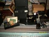 Singer Featherweight sewing machine , box and accessories