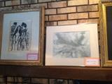 left - Marc Chagall, "The Loving Clown", litho; right - Peggy Brown, "Wind River Range", watercolor