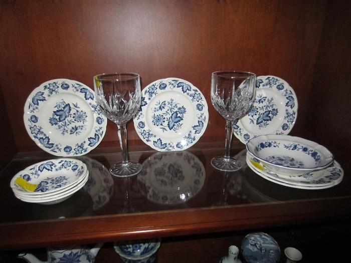 waterford crystal and blue onion china