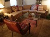 Sectional sofa and mid-century arm chair