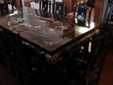 Museum quality Chinese black lacquer dining table and chairs