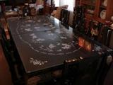 Museum quality Chinese black lacquer dining table and chairs