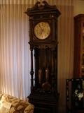 Antique German-made black lacquer grandfather clock