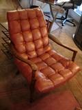 Mid-century arm chair with full button-tufted Naugahyde upholstery, in excellent original condition