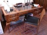 Queen Anne-style leather-top writing desk by National Mt. Airy Furniture