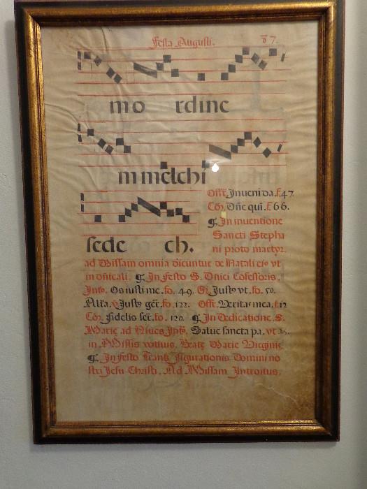 Vellum music sheet-circa 1500's