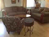 Sofa and matching loveseat with coordinating side chair