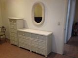 Wicker dresser, mirror, and lingerie chest