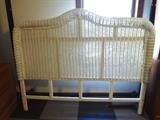 Full size white wicker headboard w/ bedframe