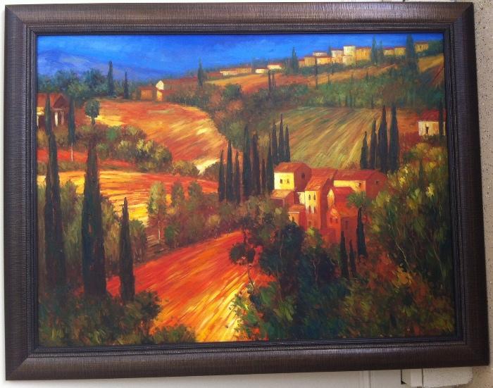 Large original painting, Tuscan landscape.