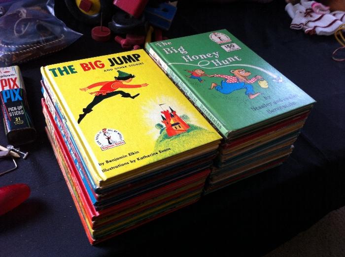 Stack of vintage children's books.