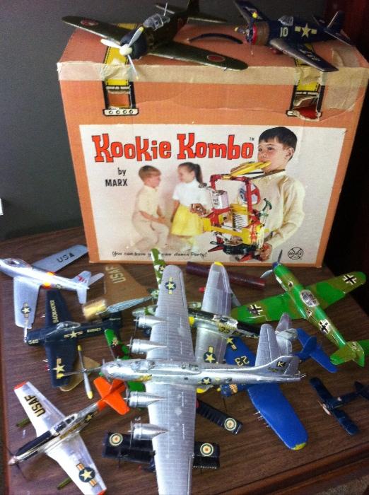 Vintage "Kookie Kombo" in box; dozens of built model airplanes.