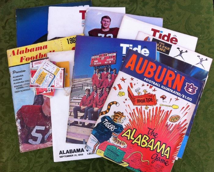 Vintage Alabama football programs.