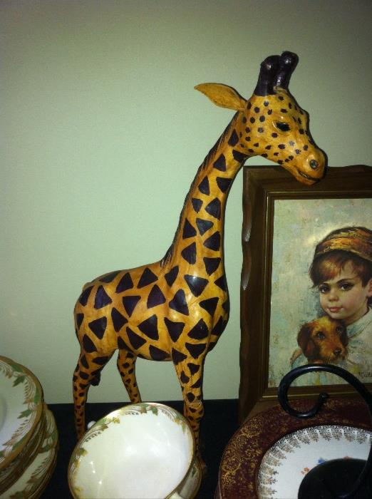 Vintage leather covered giraffe.