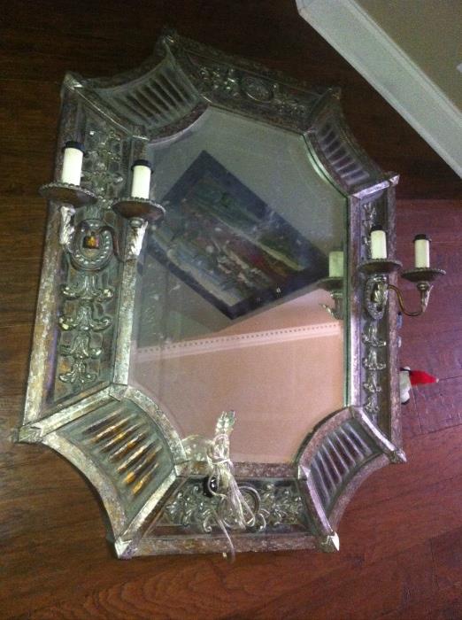 Contemporary decorative mirror with 4 lamps--beautiful!