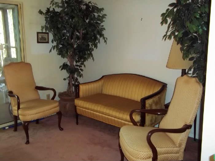 Empire Sofa & Loveseat (featured) with Waverly Straight Back Arm Chairs