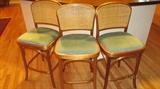 OAK & CANE BAR STOOLS (3)