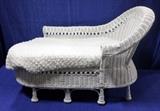 White Wicker Children`s Posing Chaise Lounge