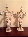 Antique porcelain candlesticks