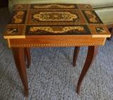 Reuge music box table with beautiful inlay