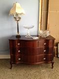 Antique dresser with original crystal knobs. Mirror is being repaired before the sale.