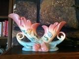 Hull Pottery double cornucopia #B-13-13" Wildflower Art Pottery Vase