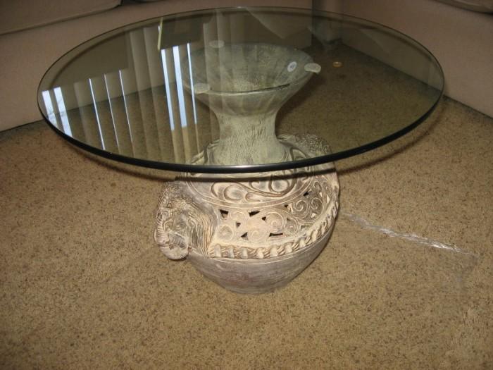 Glass top/marble base tables