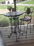 BAR TABLE AND TWO STOOLS