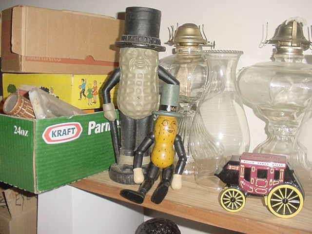 Some of the advertising items, such as the 1930's jointed Mr. Peanut, and other premiums