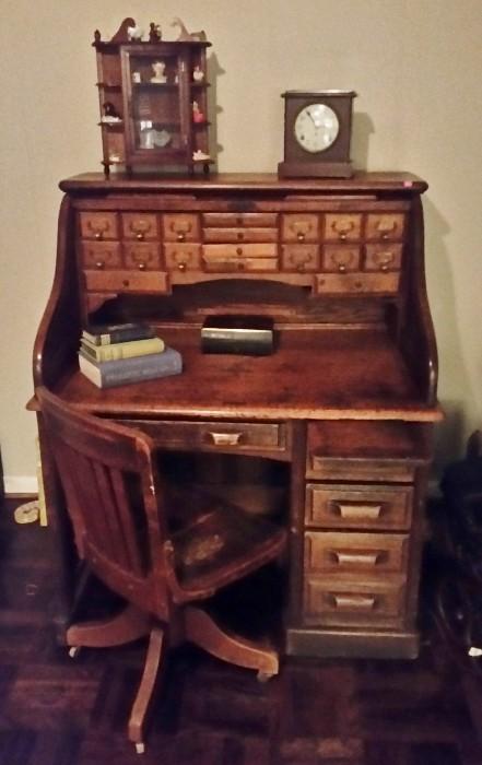 Antique rolltop desk with MANY little drawers