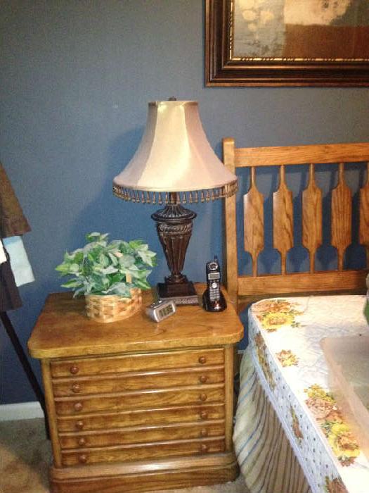 bedside table and stanley headboard and frame