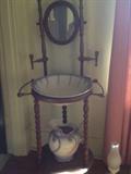 WASH BOWL AND PITCHER AND STAND
