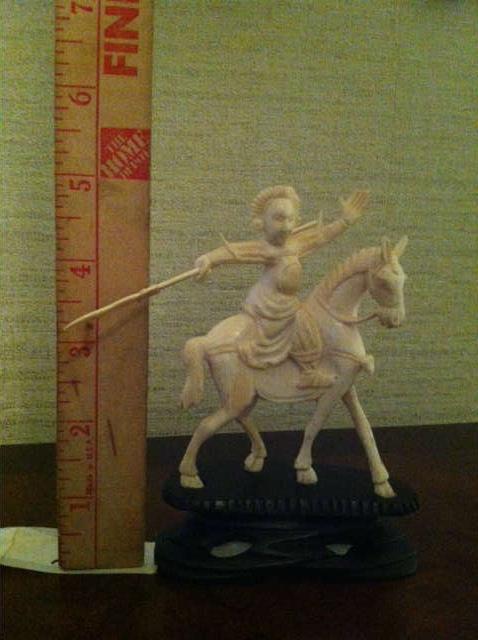INTRICATELY CARVED IVORY HORSE AND RIDER