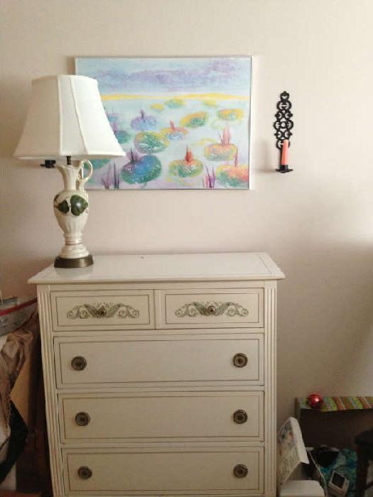 nicely chest of drawers with painted accents